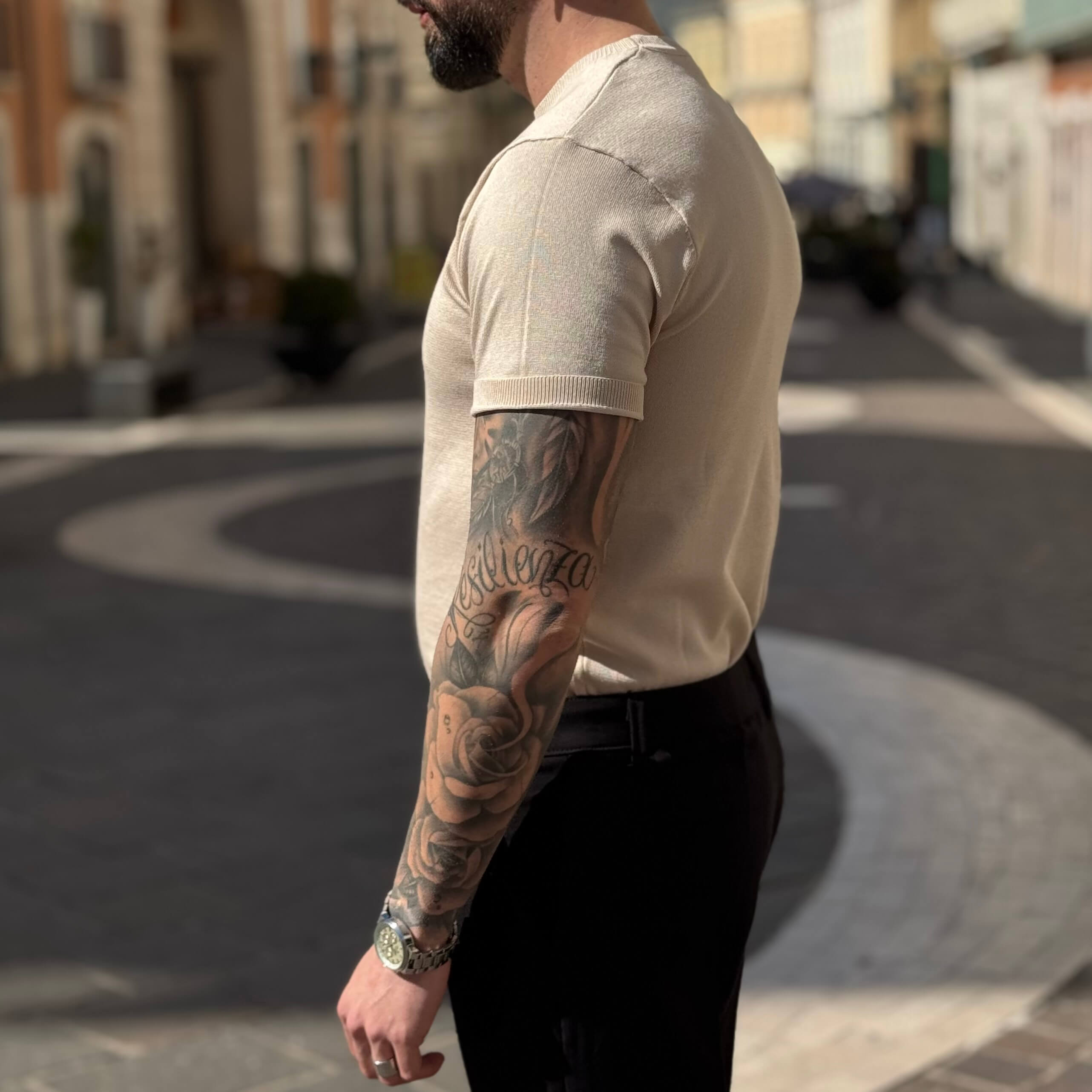 Maglia sabbia stretch mezza manica - FLAG STORE