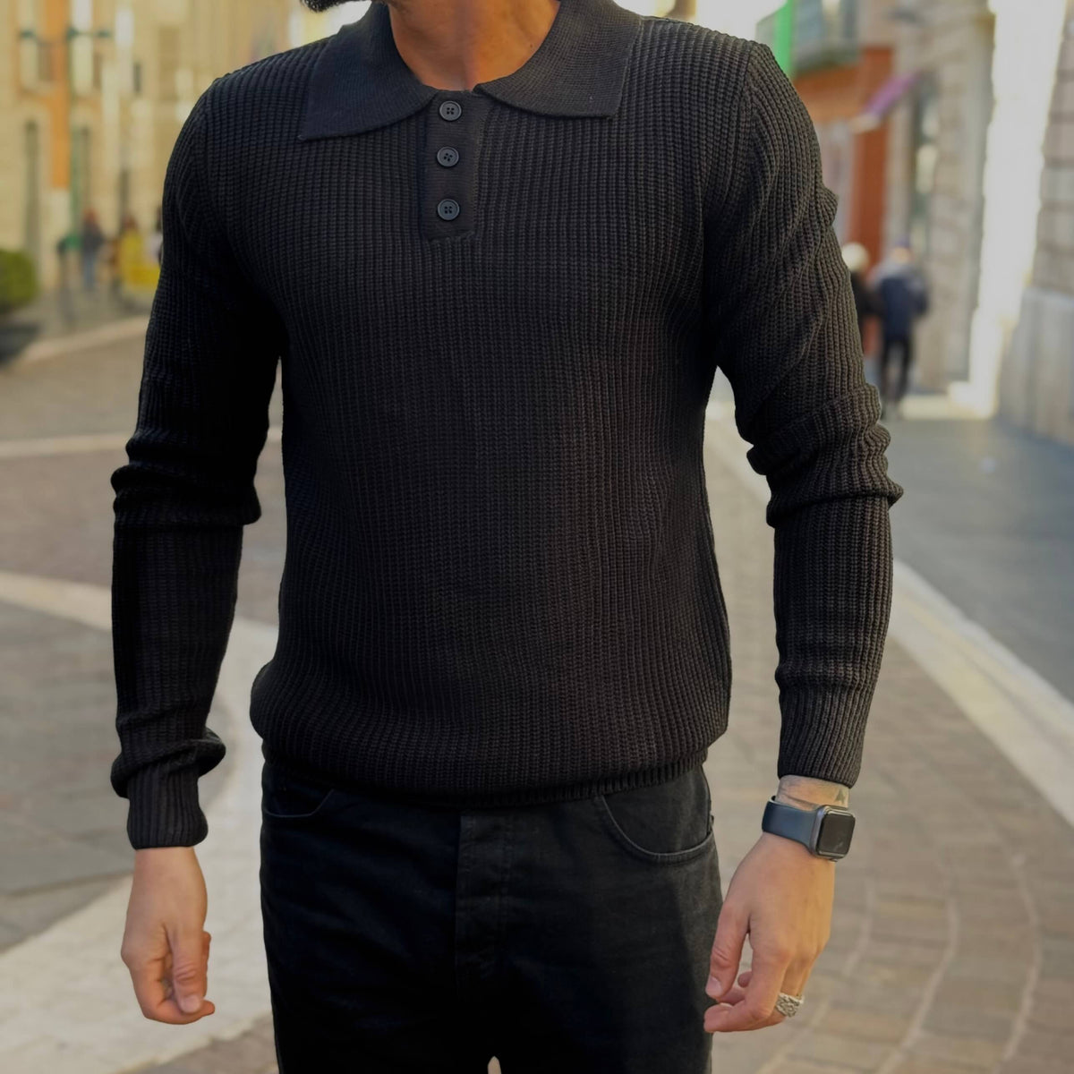 Black Polo Sweater - FLAG STORE