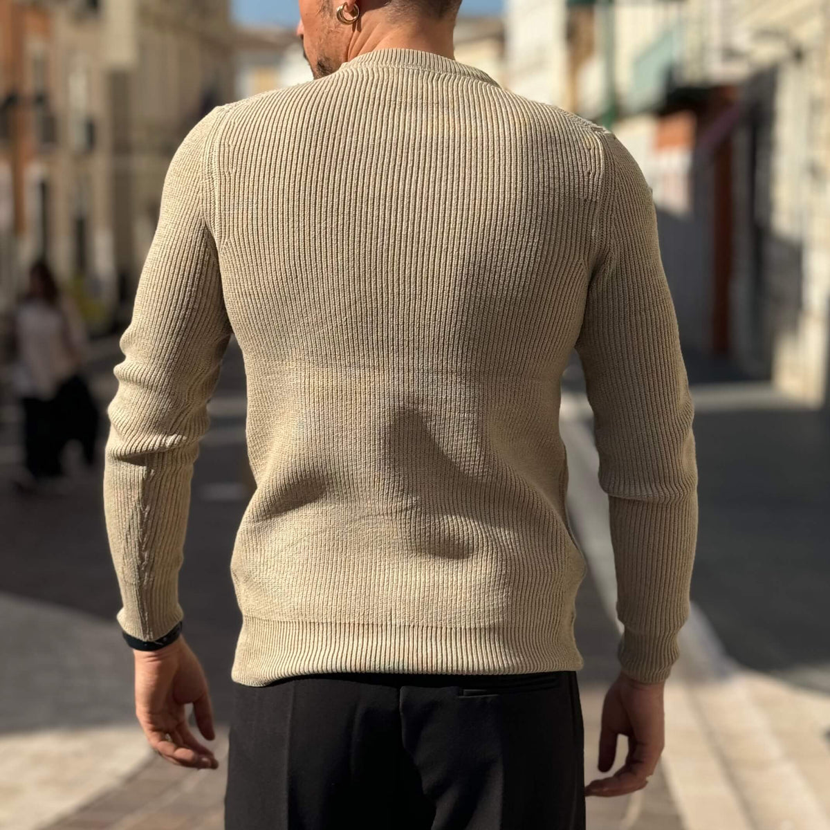 Beige ribbed sweater - FLAG STORE