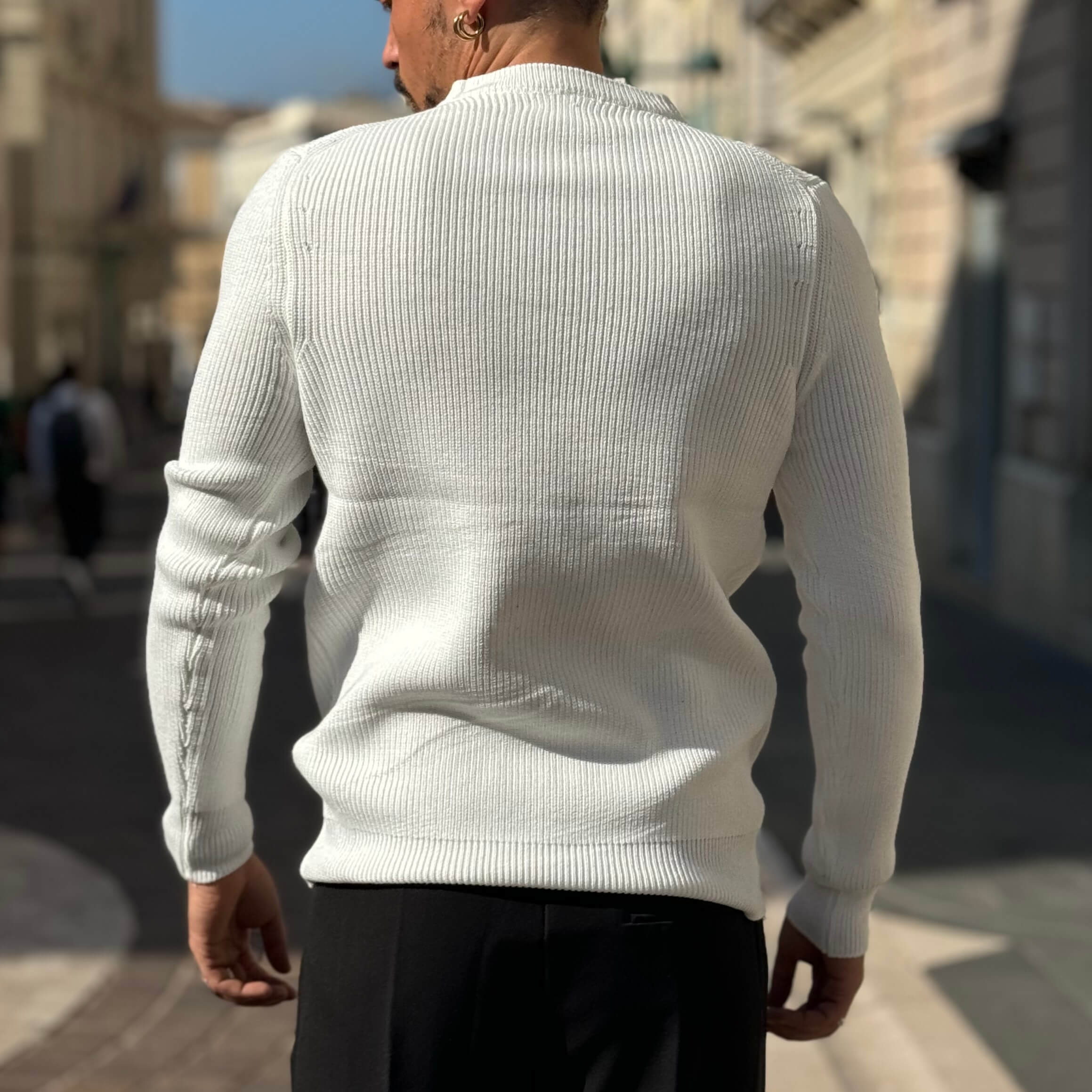 Maglioncino a costine bianco - FLAG STORE