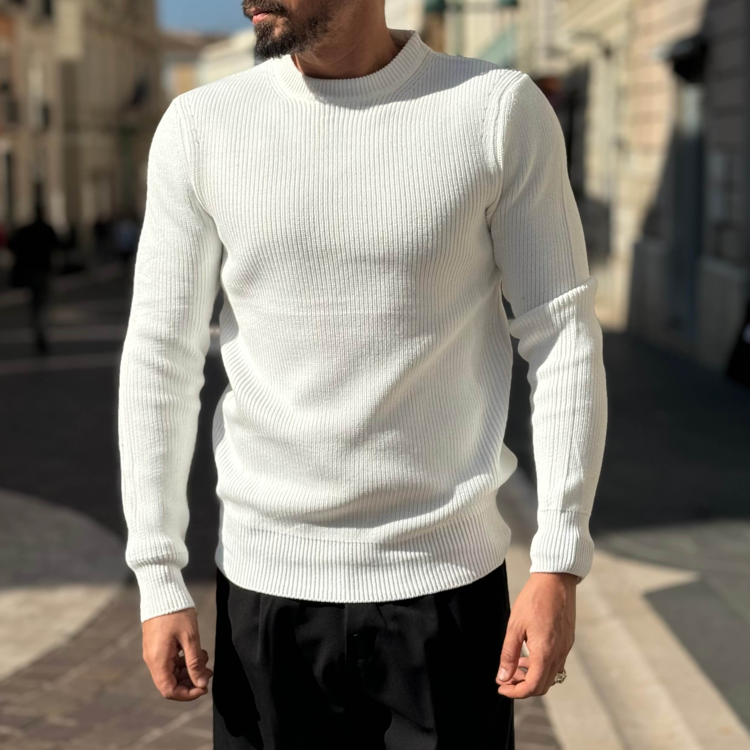 Maglioncino a costine bianco - FLAG STORE