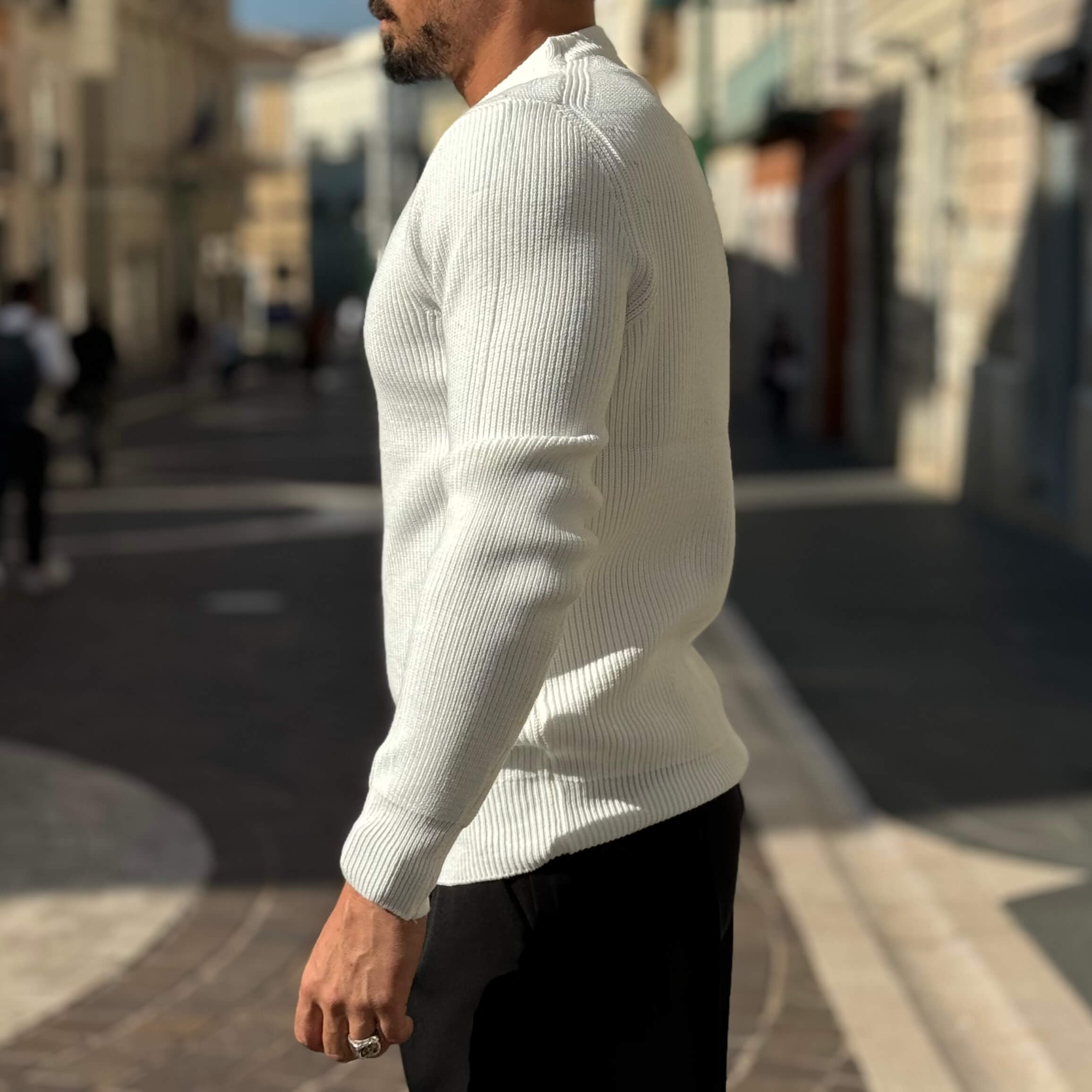 Maglioncino a costine bianco - FLAG STORE