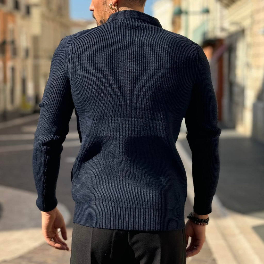 Maglioncino a costine blu - FLAG STORE