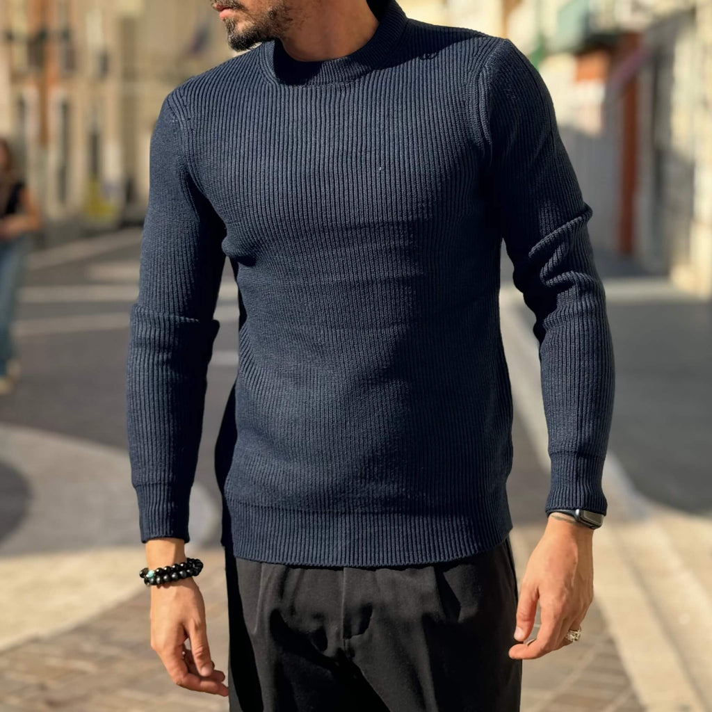 Maglioncino a costine blu - FLAG STORE