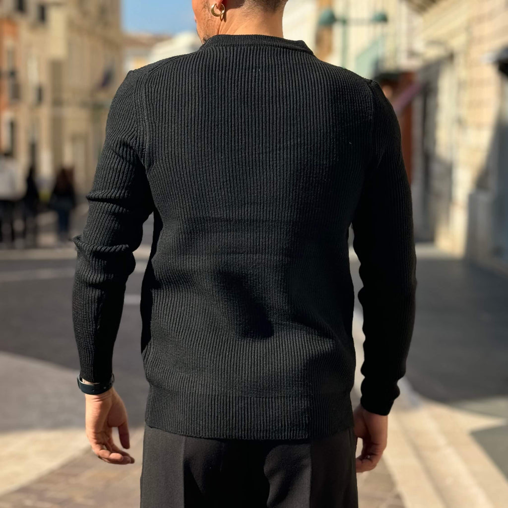 Maglioncino a costine nero - FLAG STORE