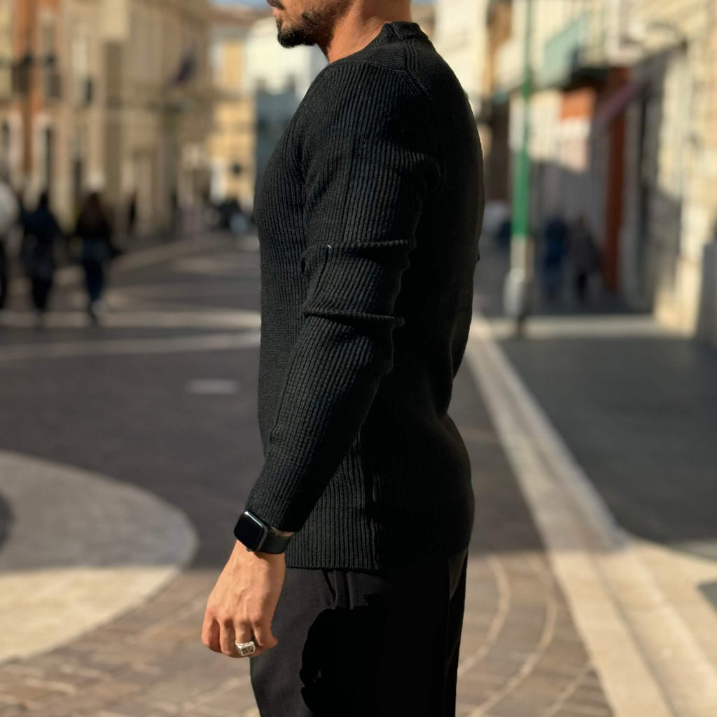 Maglioncino a costine nero - FLAG STORE