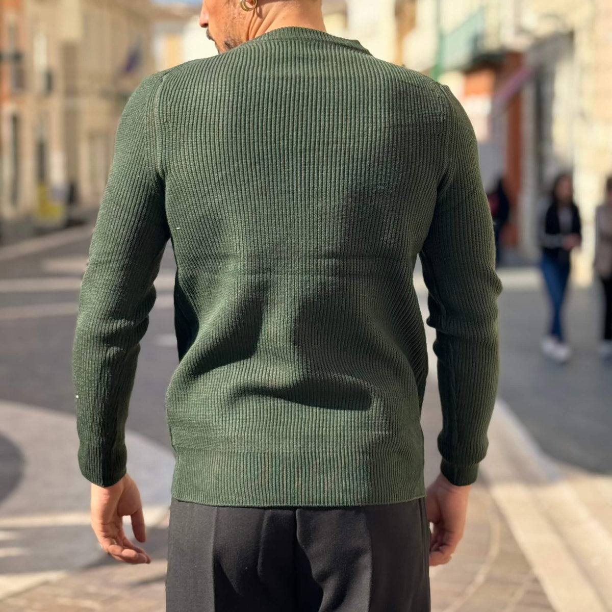 Green ribbed sweater - FLAG STORE