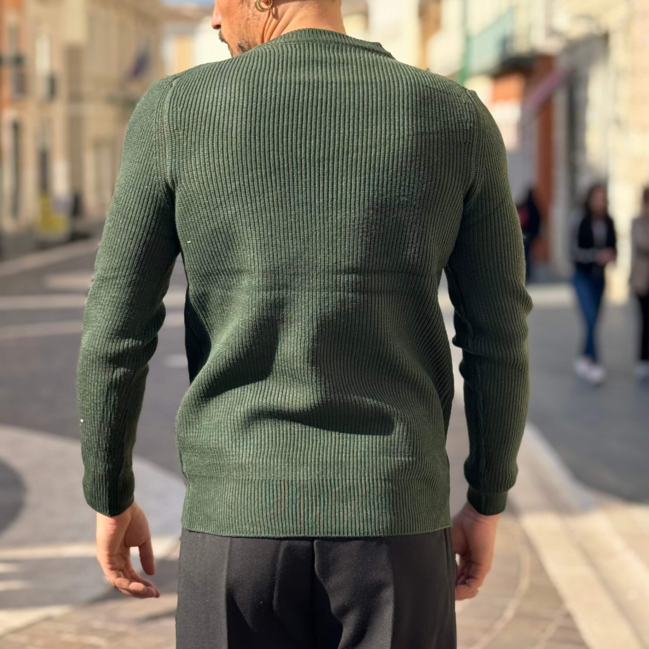 Maglioncino a costine verde - FLAG STORE