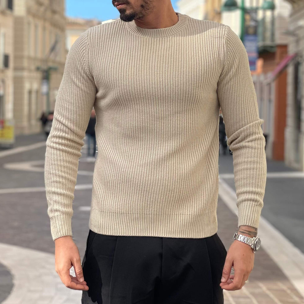 Maglioncino beige a costine - FLAG STORE