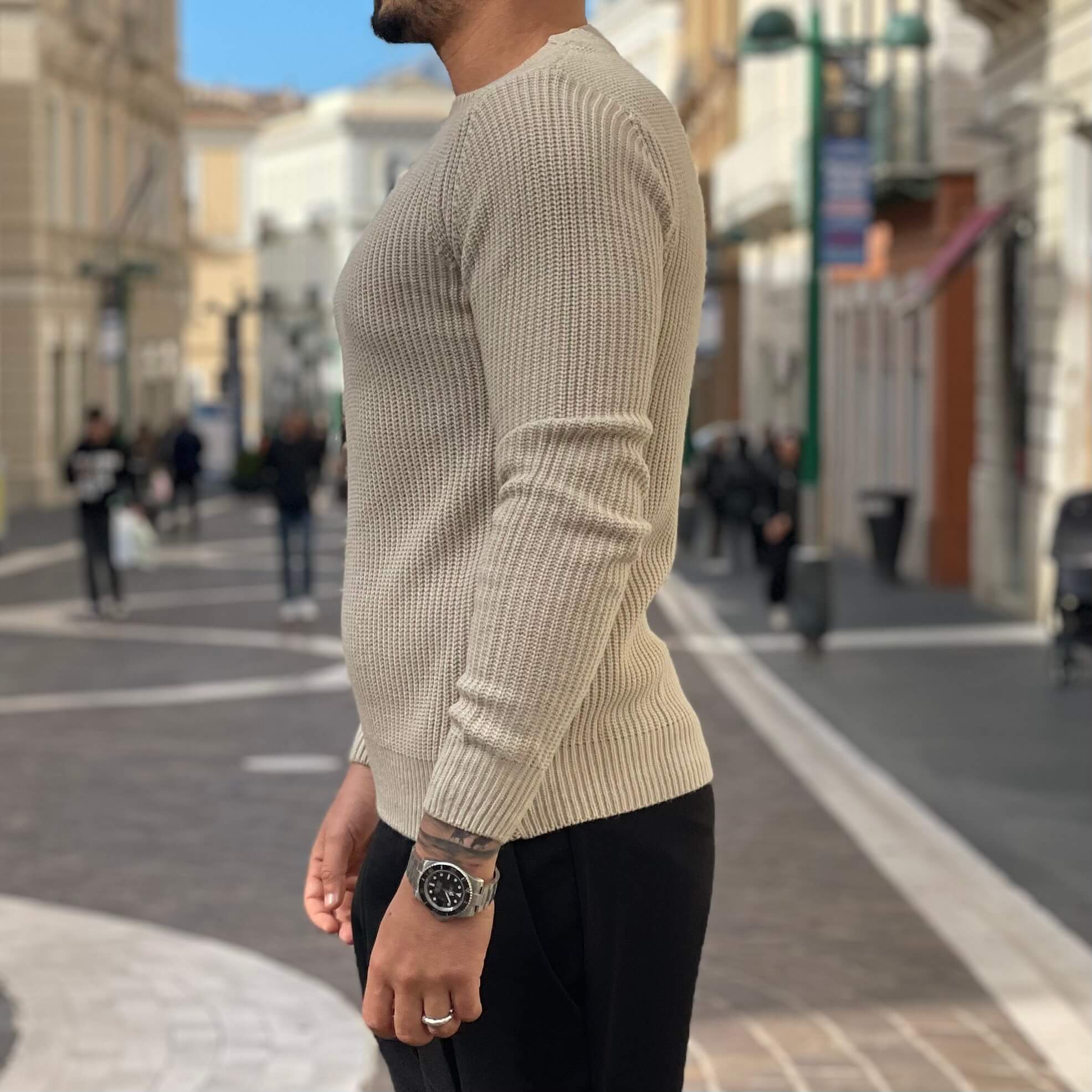 Maglioncino beige a costine - FLAG STORE