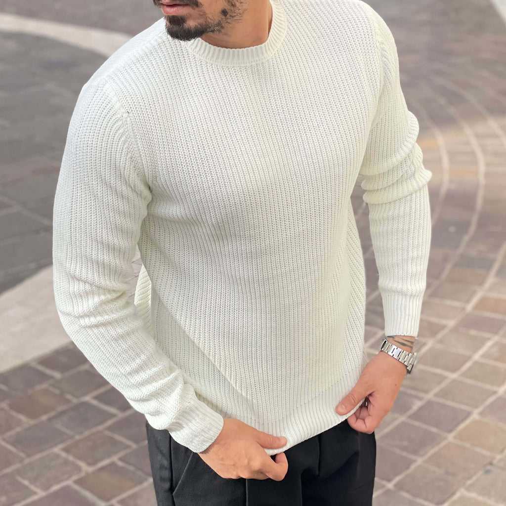 White ribbed sweater - FLAG STORE