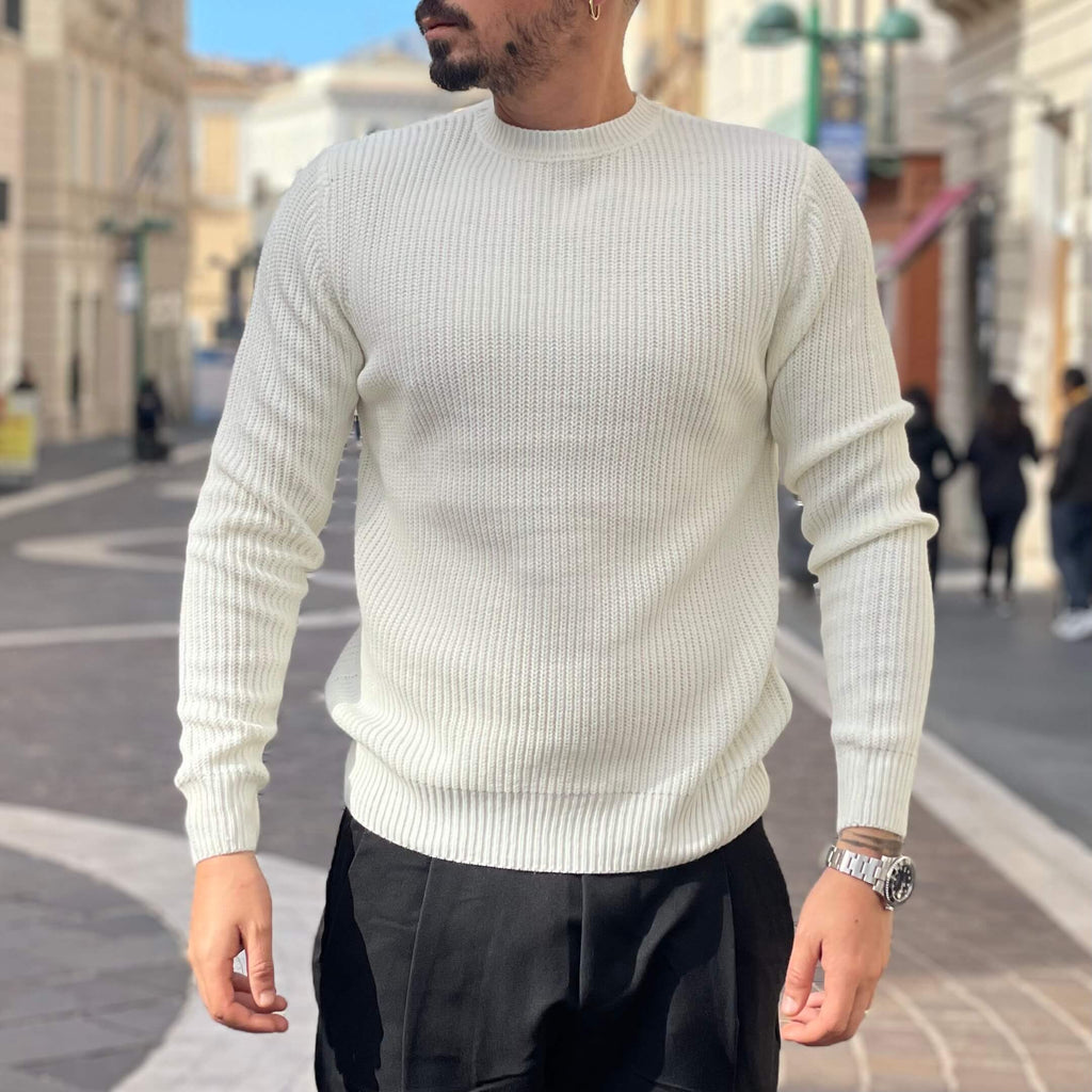 White ribbed sweater - FLAG STORE