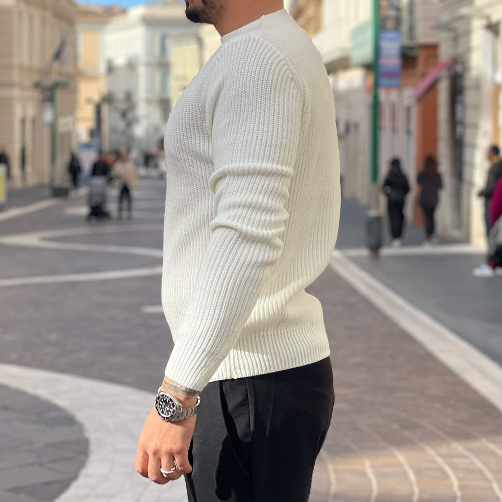 White ribbed sweater - FLAG STORE