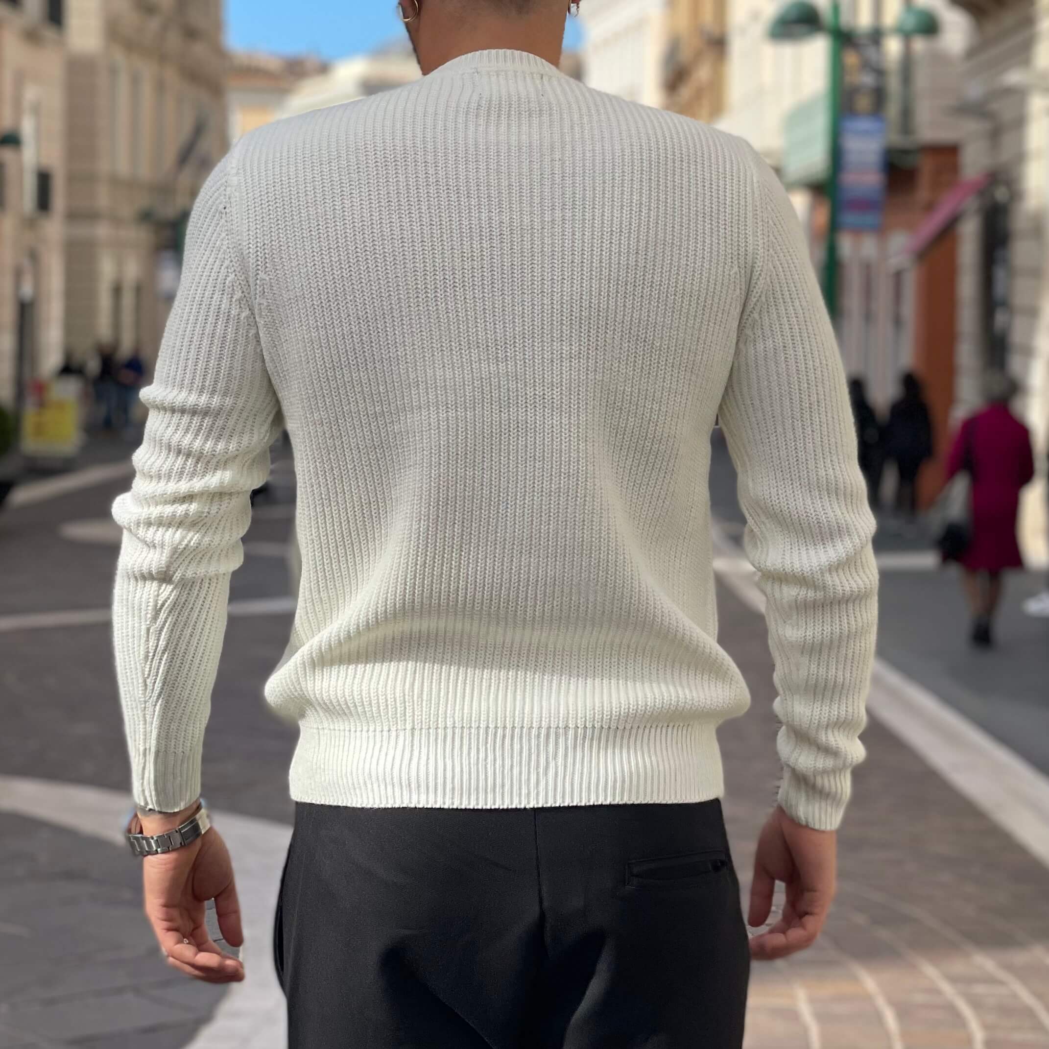 Maglioncino bianco a costine - FLAG STORE