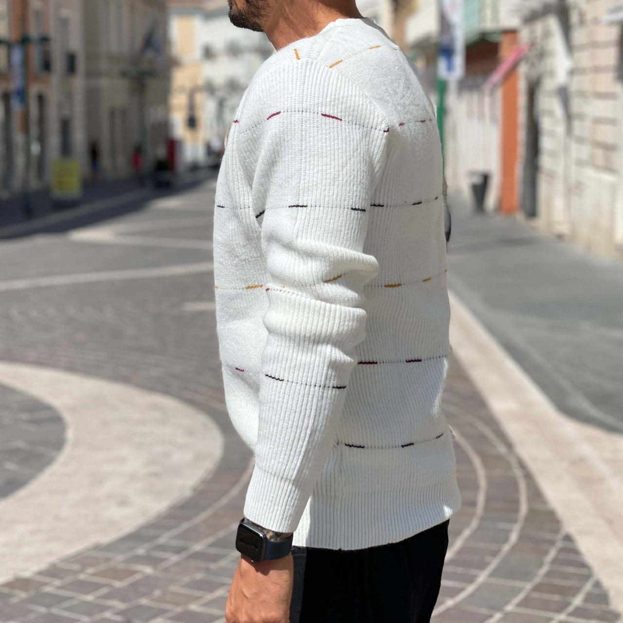 Maglioncino bianco con trattini - FLAG STORE