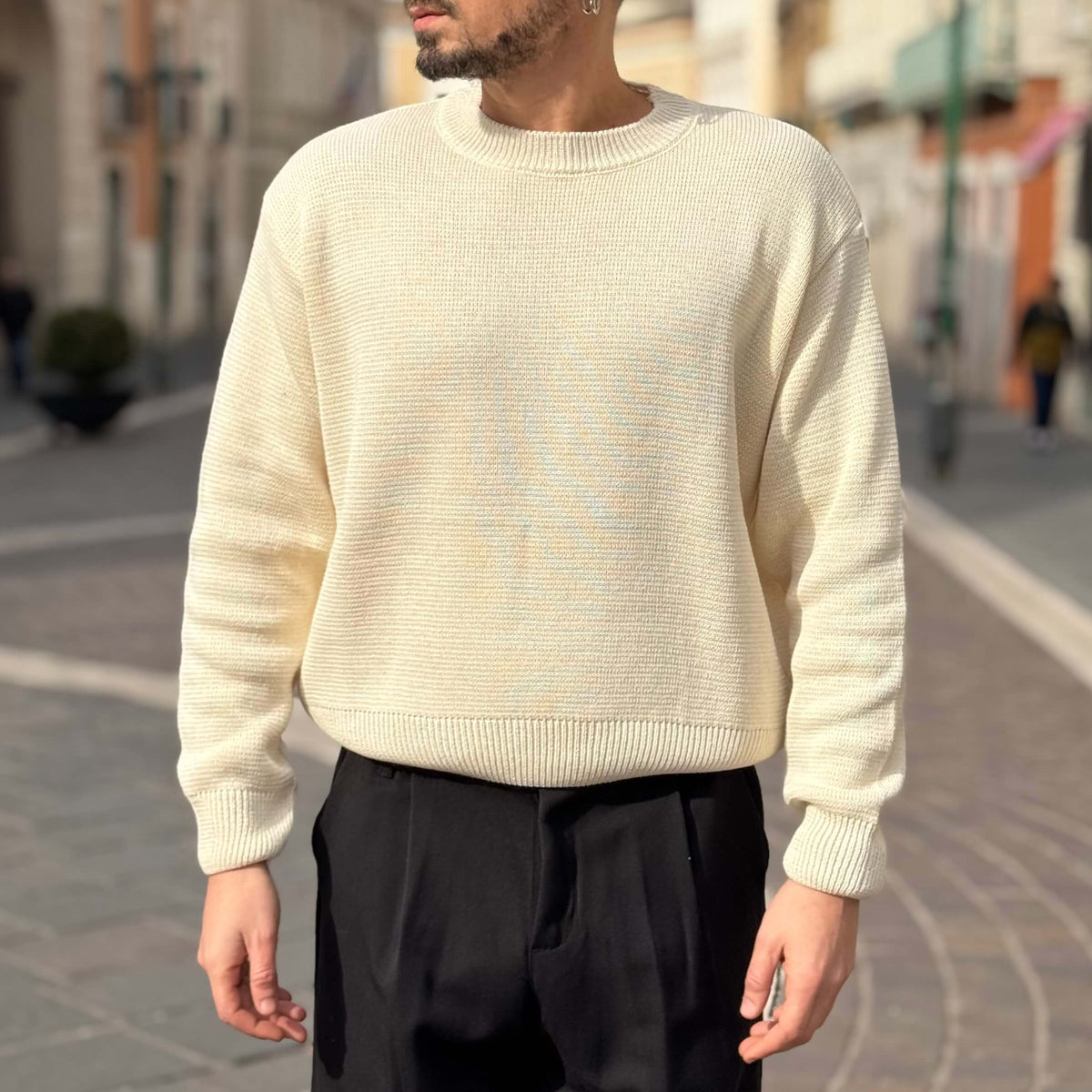 Lightweight Cropped Straw Sweater - FLAG STORE