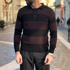 Black and Brown Striped Polo Sweater - FLAG STORE