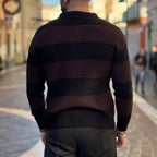 Black and Brown Striped Polo Sweater - FLAG STORE