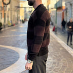 Black and Brown Striped Polo Sweater - FLAG STORE