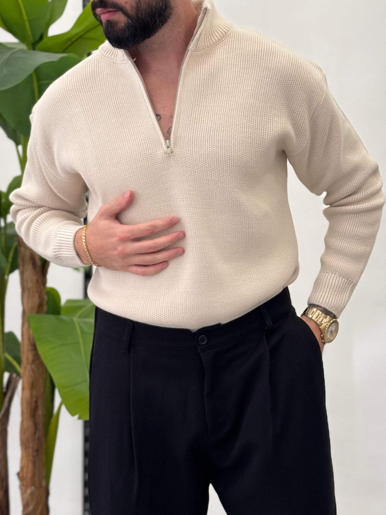 Maglione Mason con zip - Sabbia