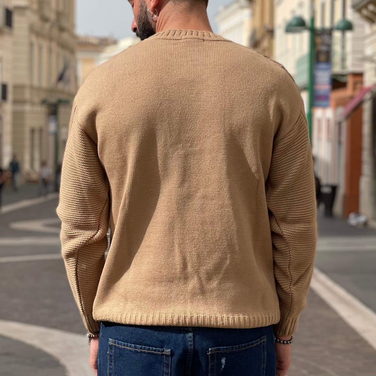 Maglione treccia beige - FLAG STORE