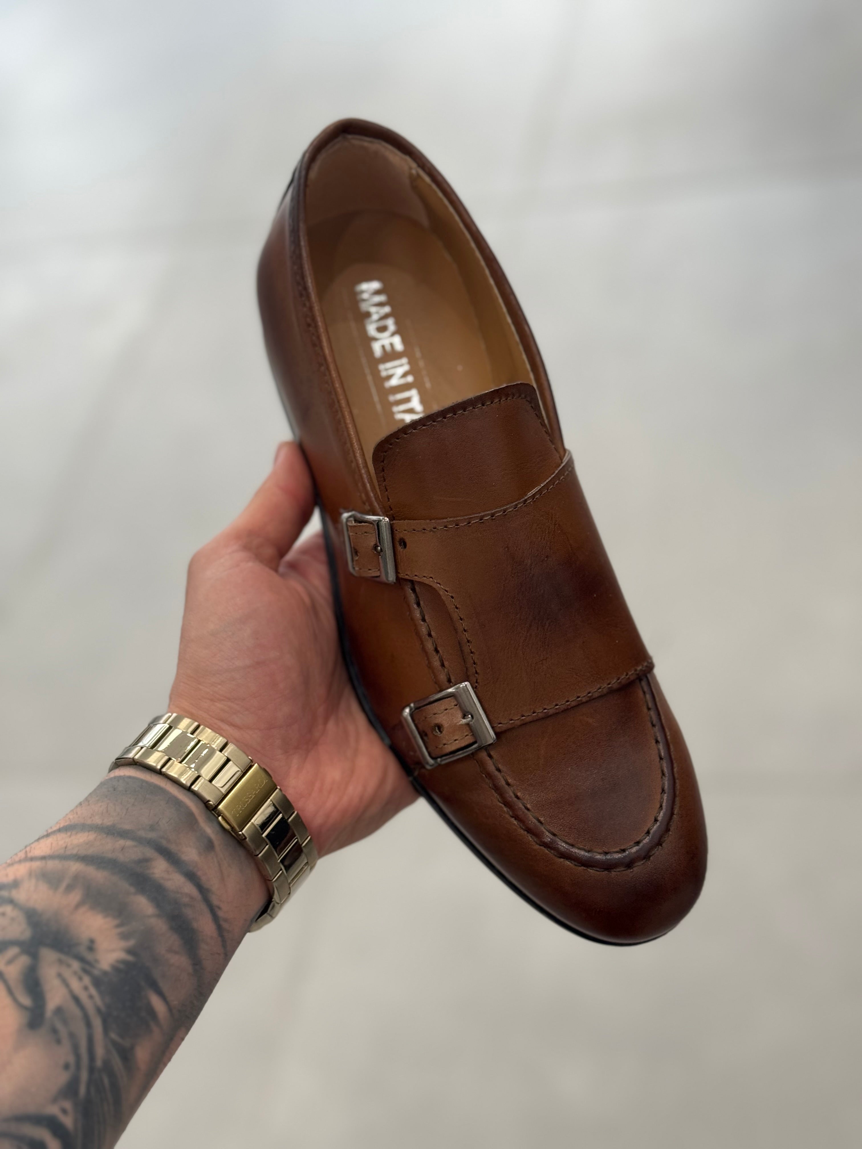 Mocassino Doppia Fibbia Cuoio