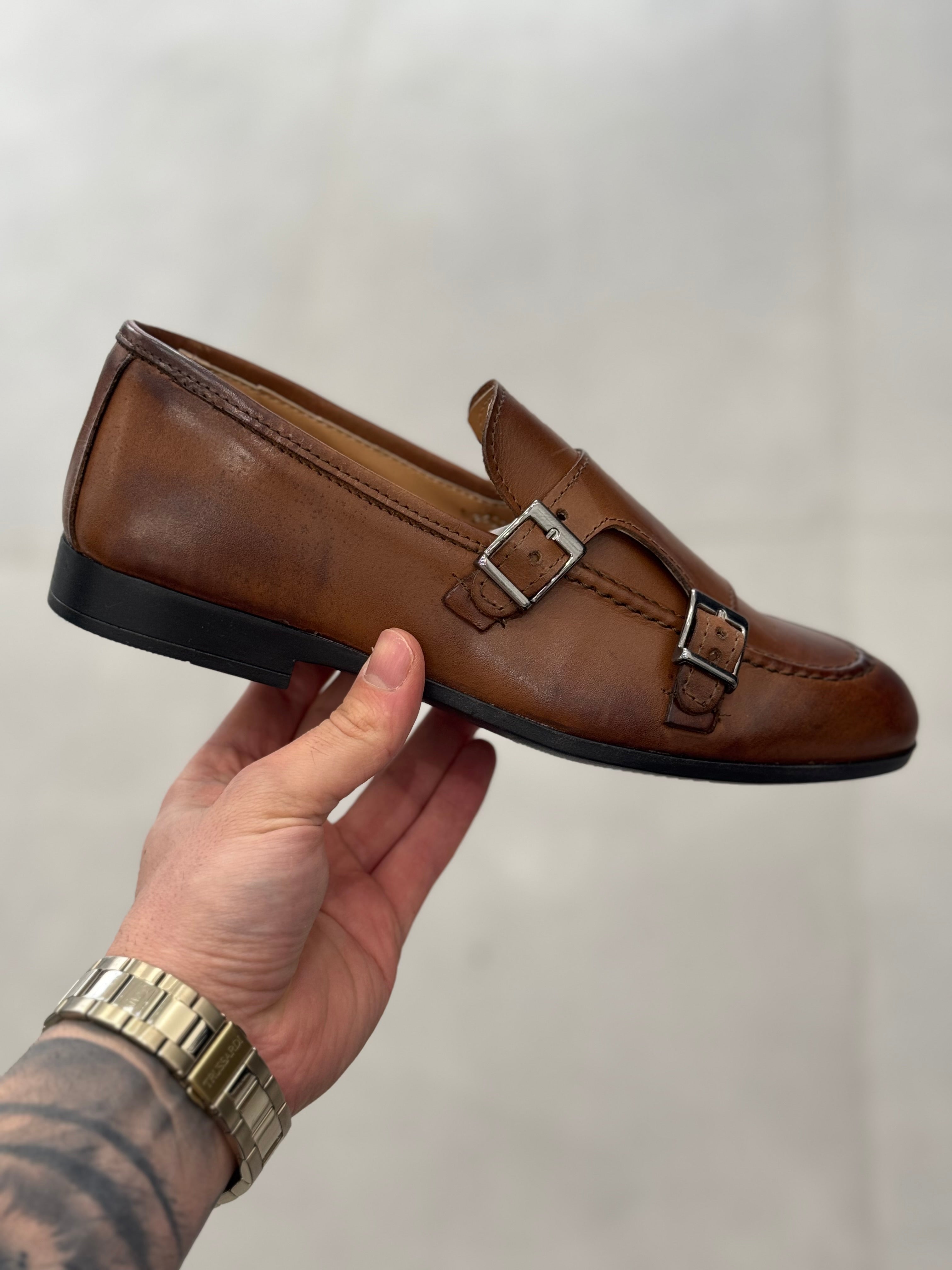 Mocassino Doppia Fibbia Cuoio