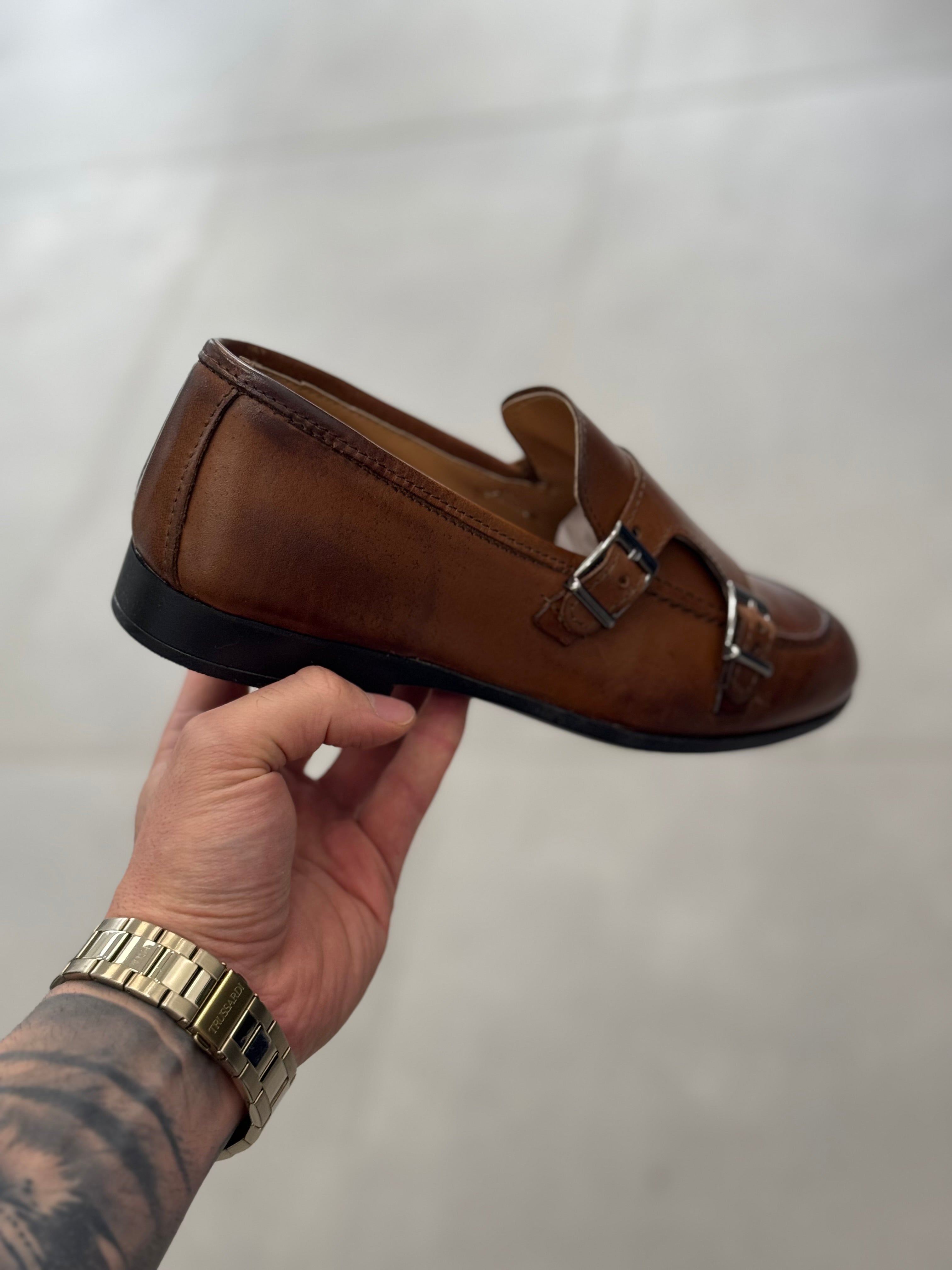 Mocassino Doppia Fibbia Cuoio