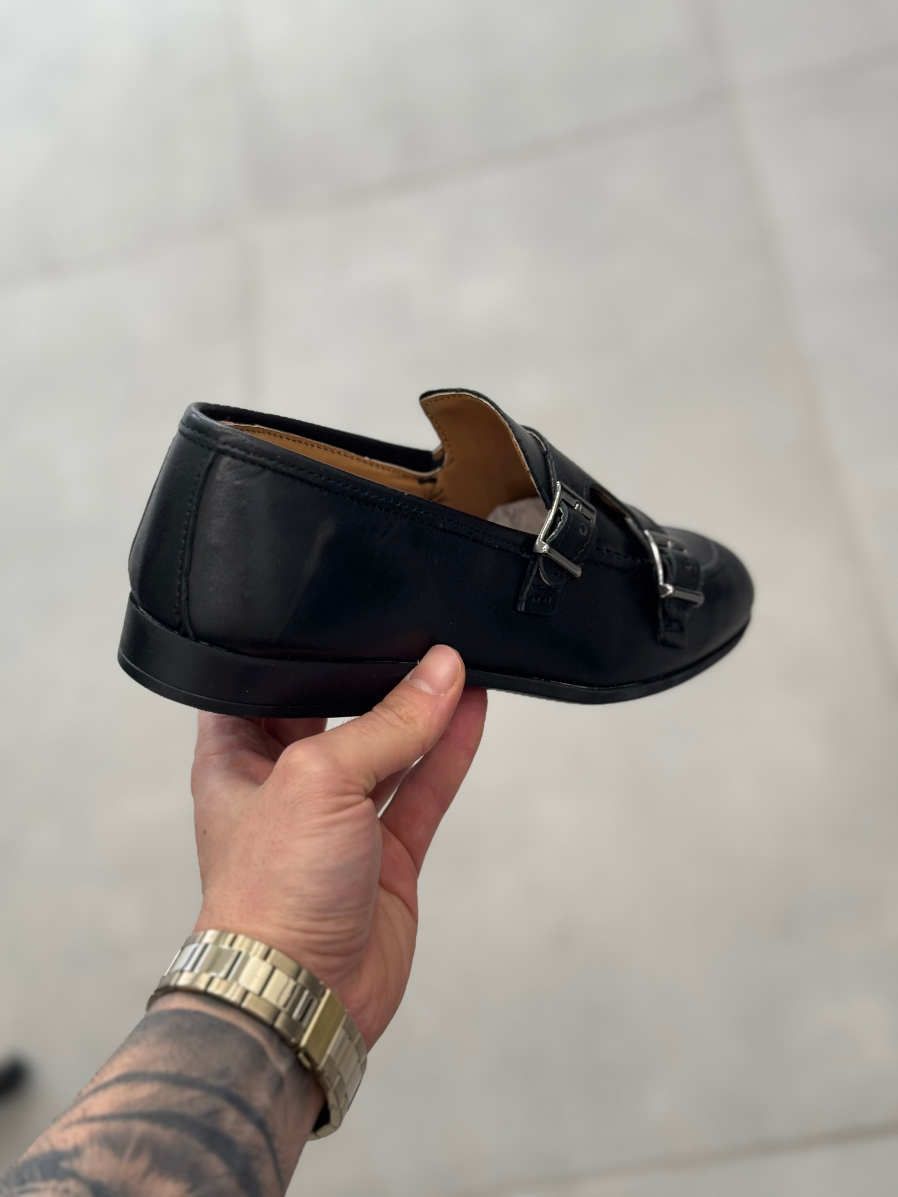 Mocassino Doppia Fibbia Nero