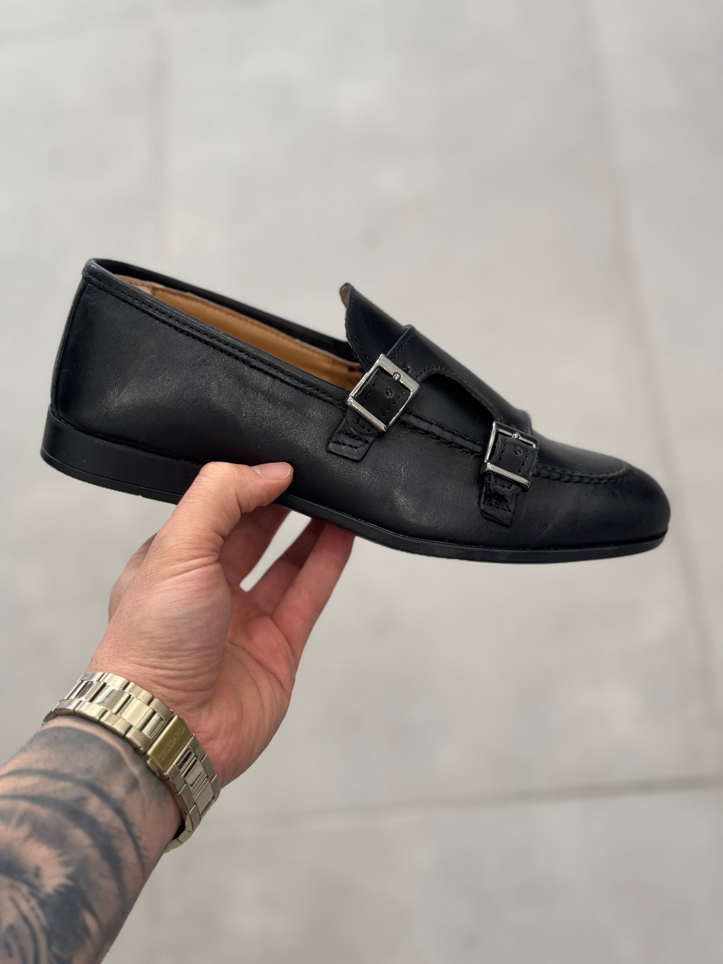 Mocassino Doppia Fibbia Nero