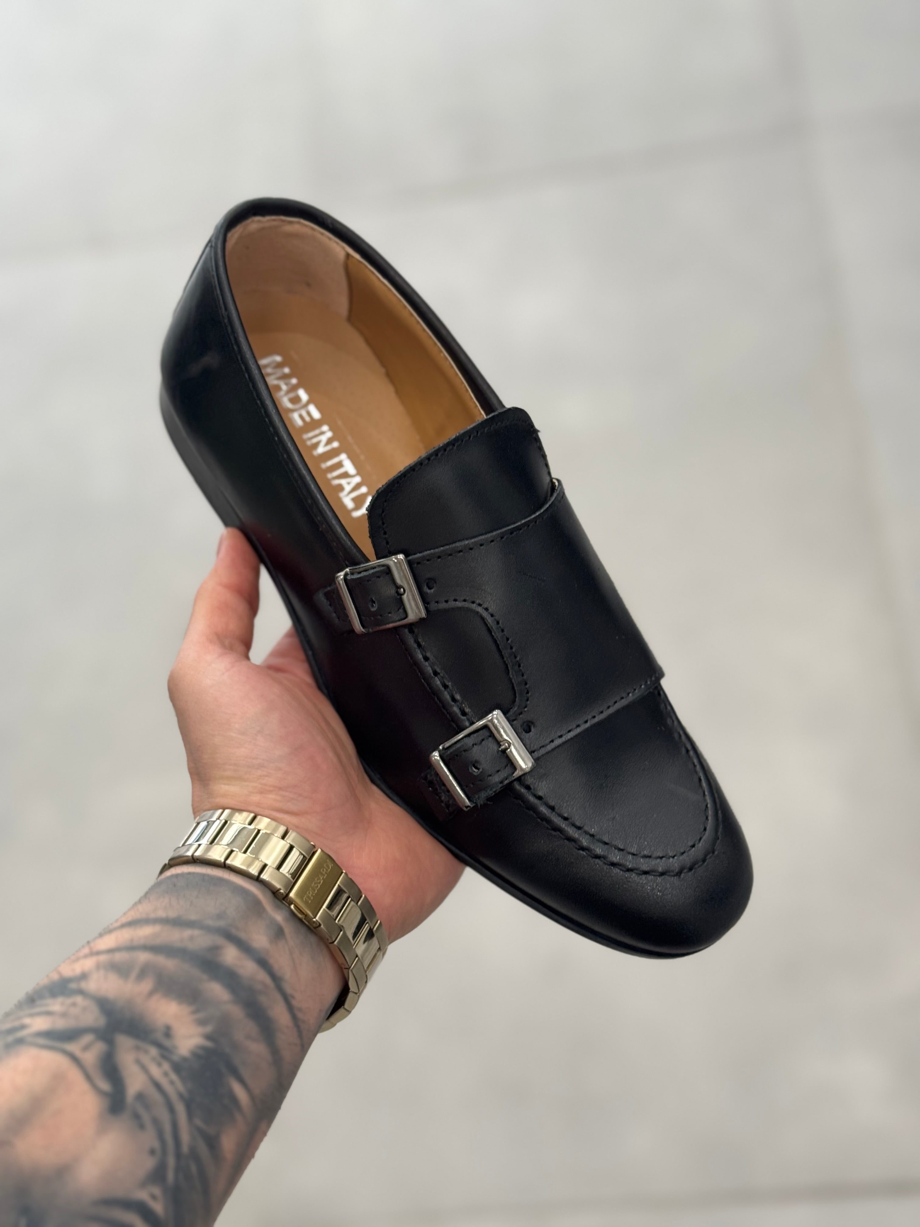 Mocassino Doppia Fibbia Nero