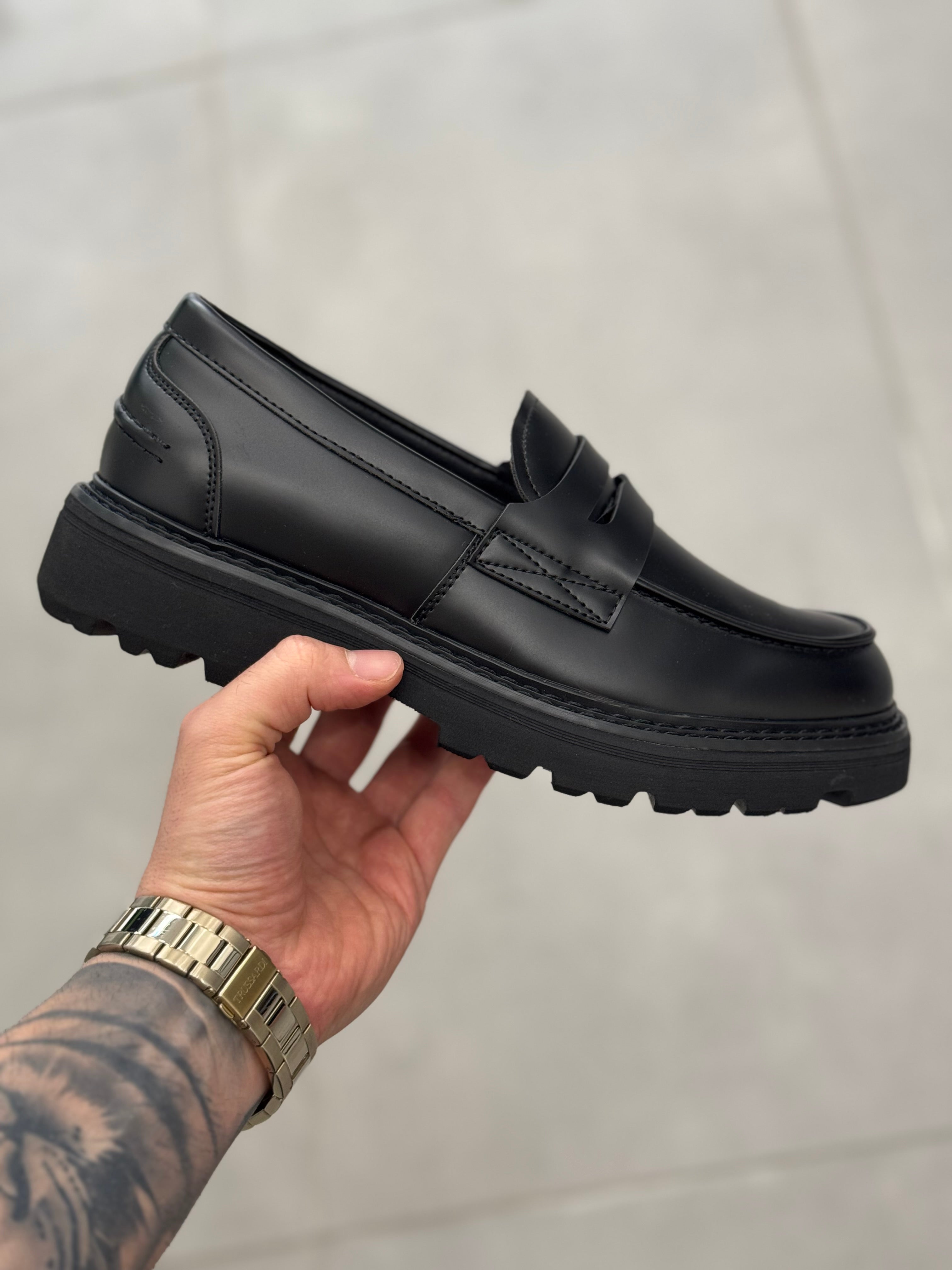 Mocassino con Suola Carrarmato Nero