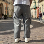 Pantalaccio tasconato cargo gamba larga grigio - FLAG STORE