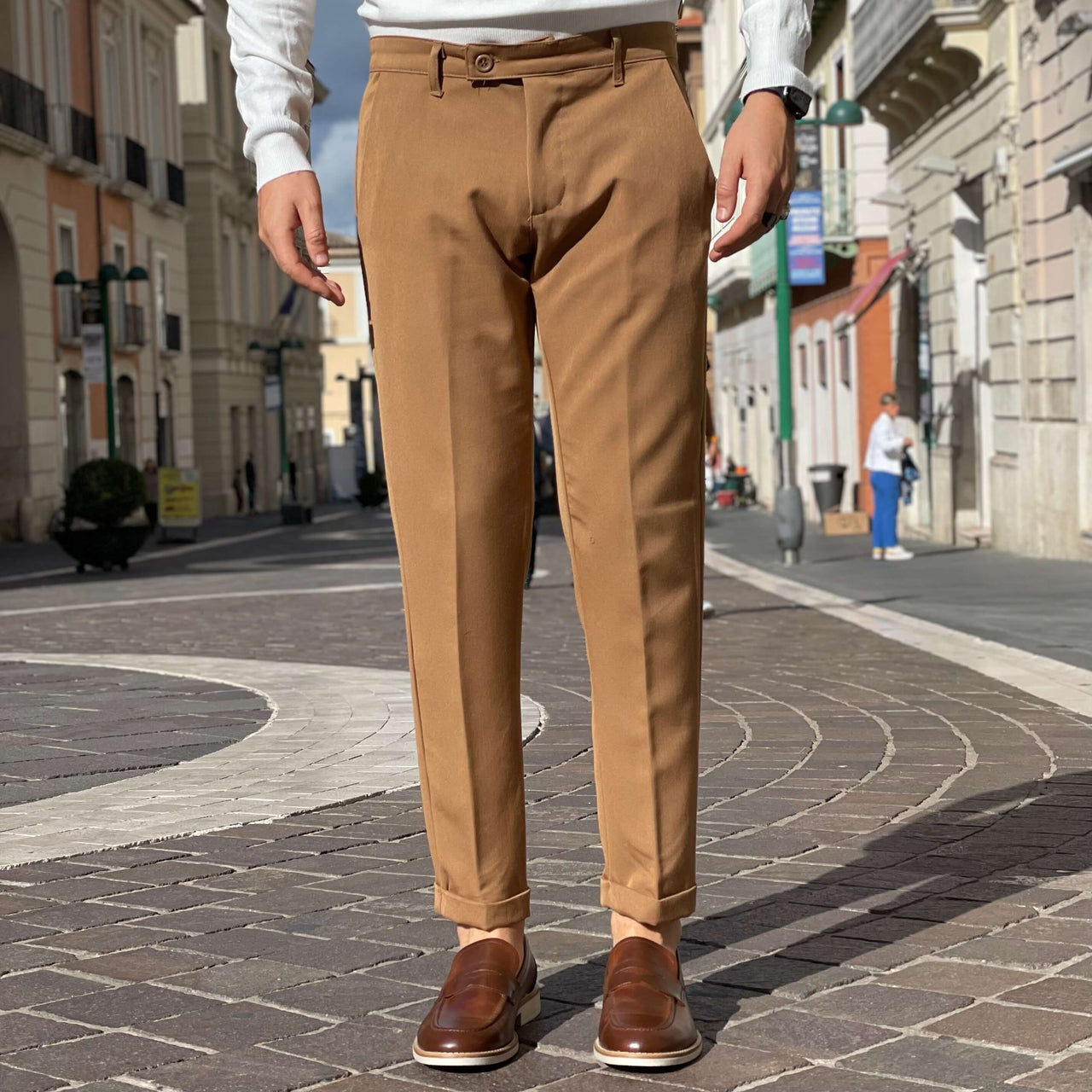 Pantalone Cammello con Bottone limited - FLAG STORE