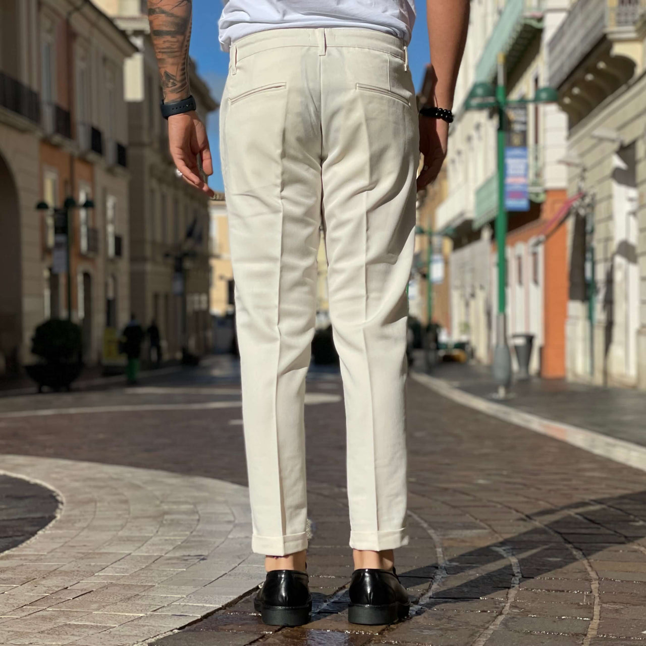 Pantalone Crema con Bottone limited - FLAG STORE