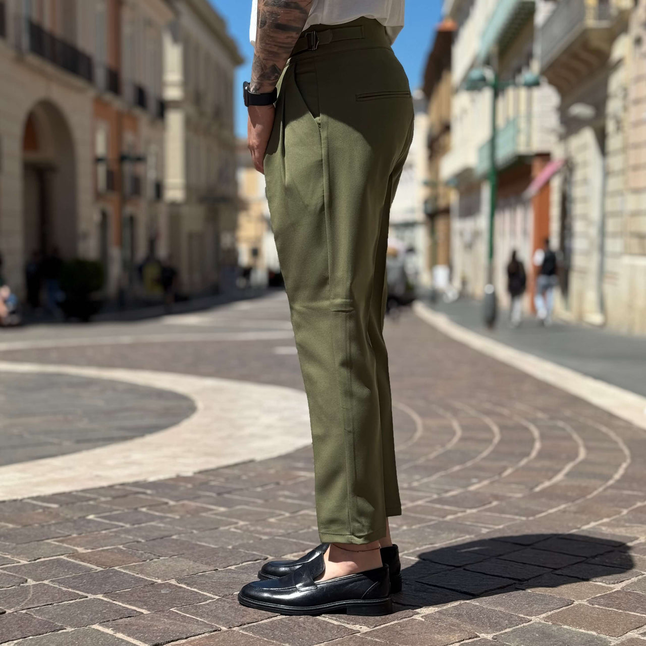 Pantalone Firenze vita alta con cinturini - FLAG STORE