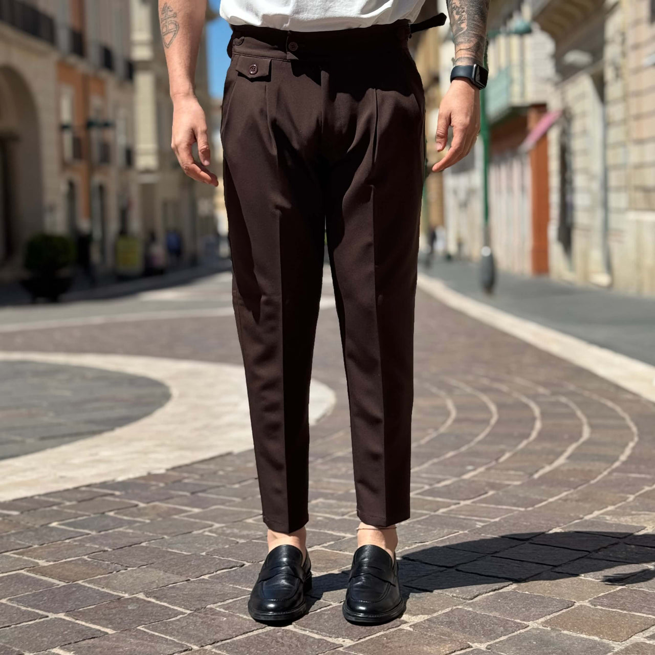 Pantalone Firenze vita alta con cinturini - FLAG STORE