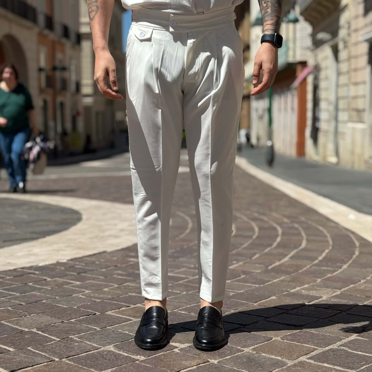 Pantalone Firenze vita alta con cinturini - FLAG STORE