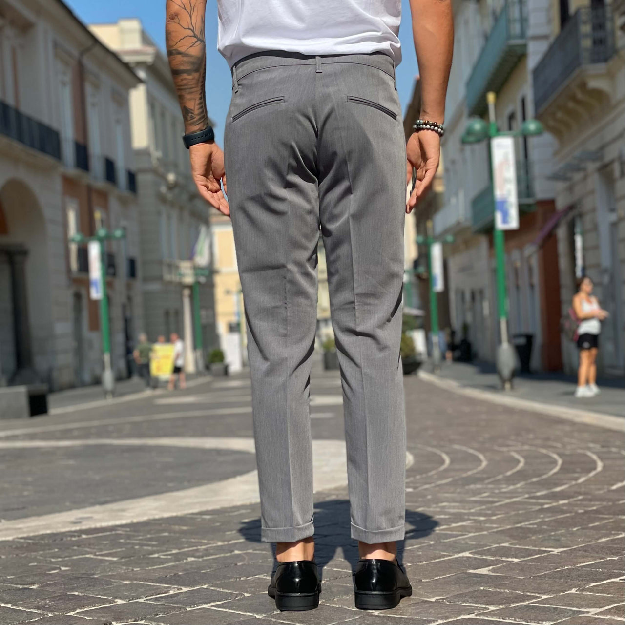 Pantalone Grigio con Bottone limited - FLAG STORE