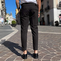 Thumbnail for Pantalone Nero a vita alta con cinturini laterali - FLAG STORE