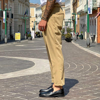 Thumbnail for Pantalone beige a vita alta con cinturini laterali - FLAG STORE