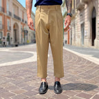 Pantalone con bottone e coulisse beige dorato - FLAG STORE