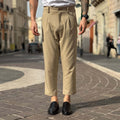 Pantalone con bottone e coulisse beige - FLAG STORE
