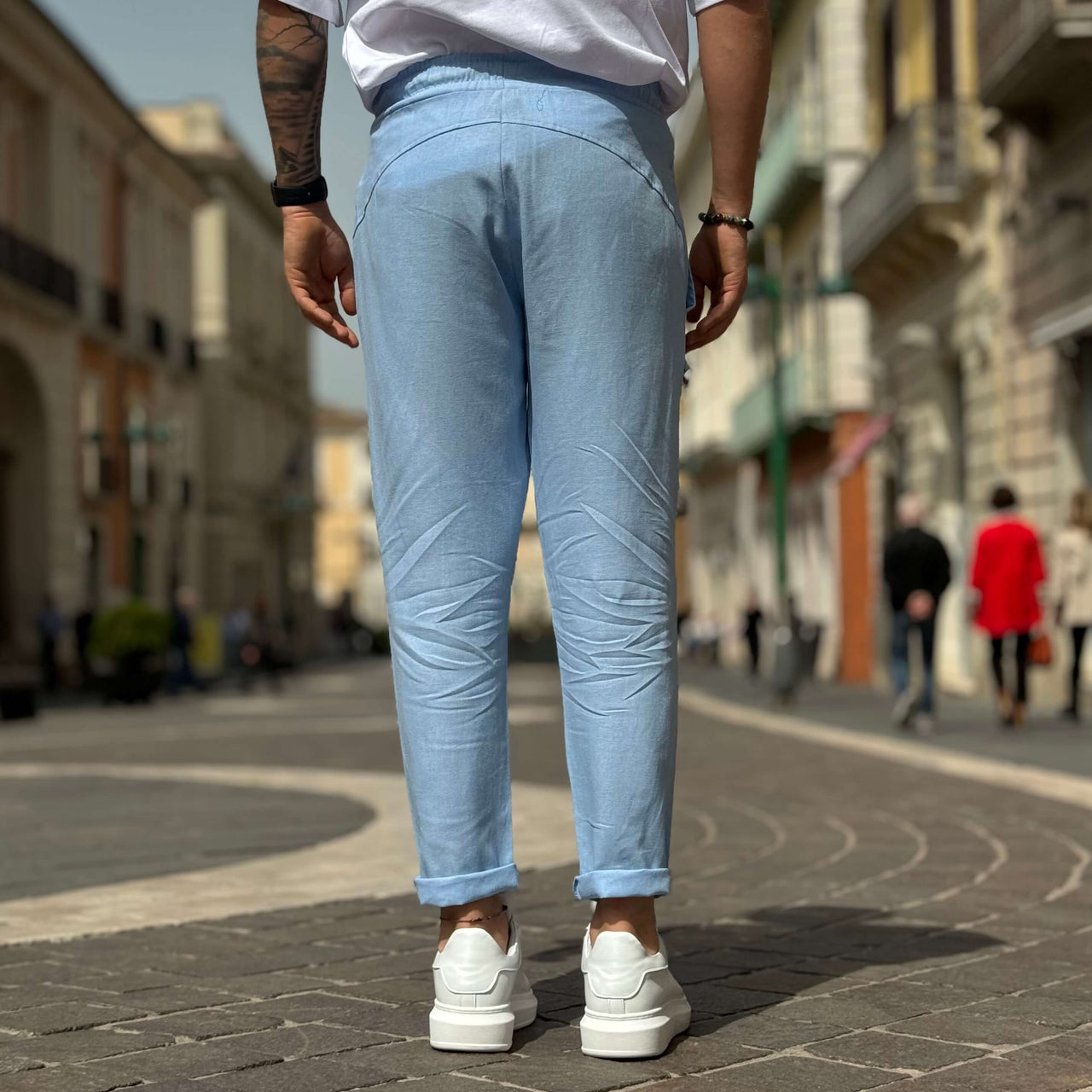 Pantalone di Lino Azzurro - FLAG STORE