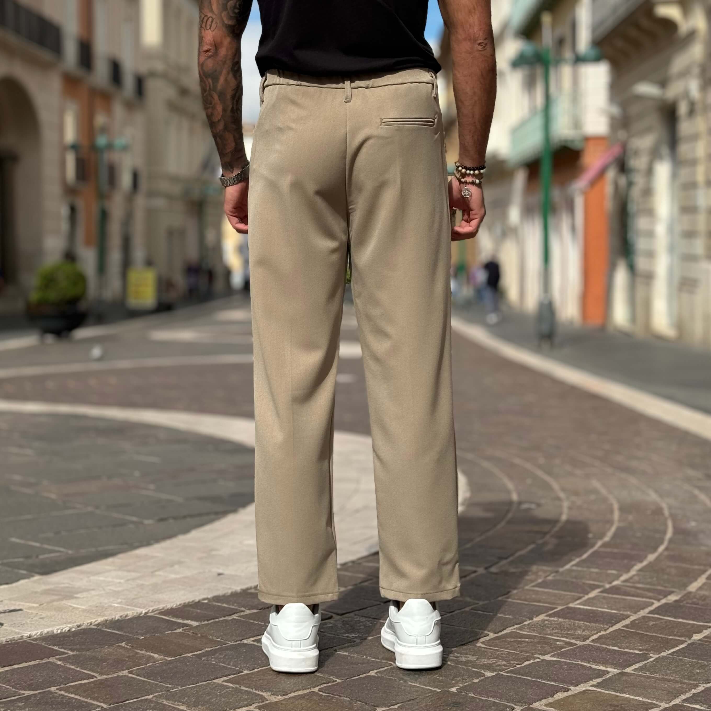 Pantalone gamba larga beige chiaro - FLAG STORE
