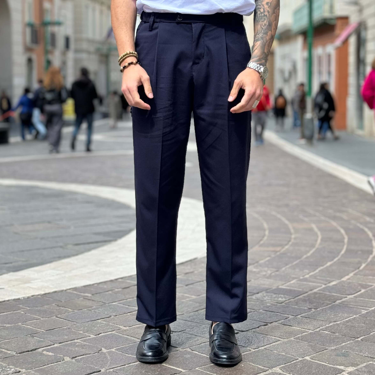 Pantalone gamba larga blu navy - FLAG STORE