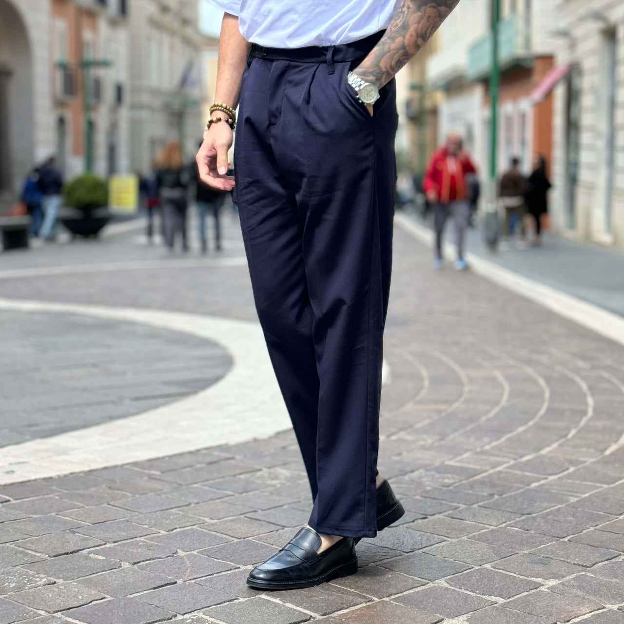 Pantalone gamba larga blu navy - FLAG STORE