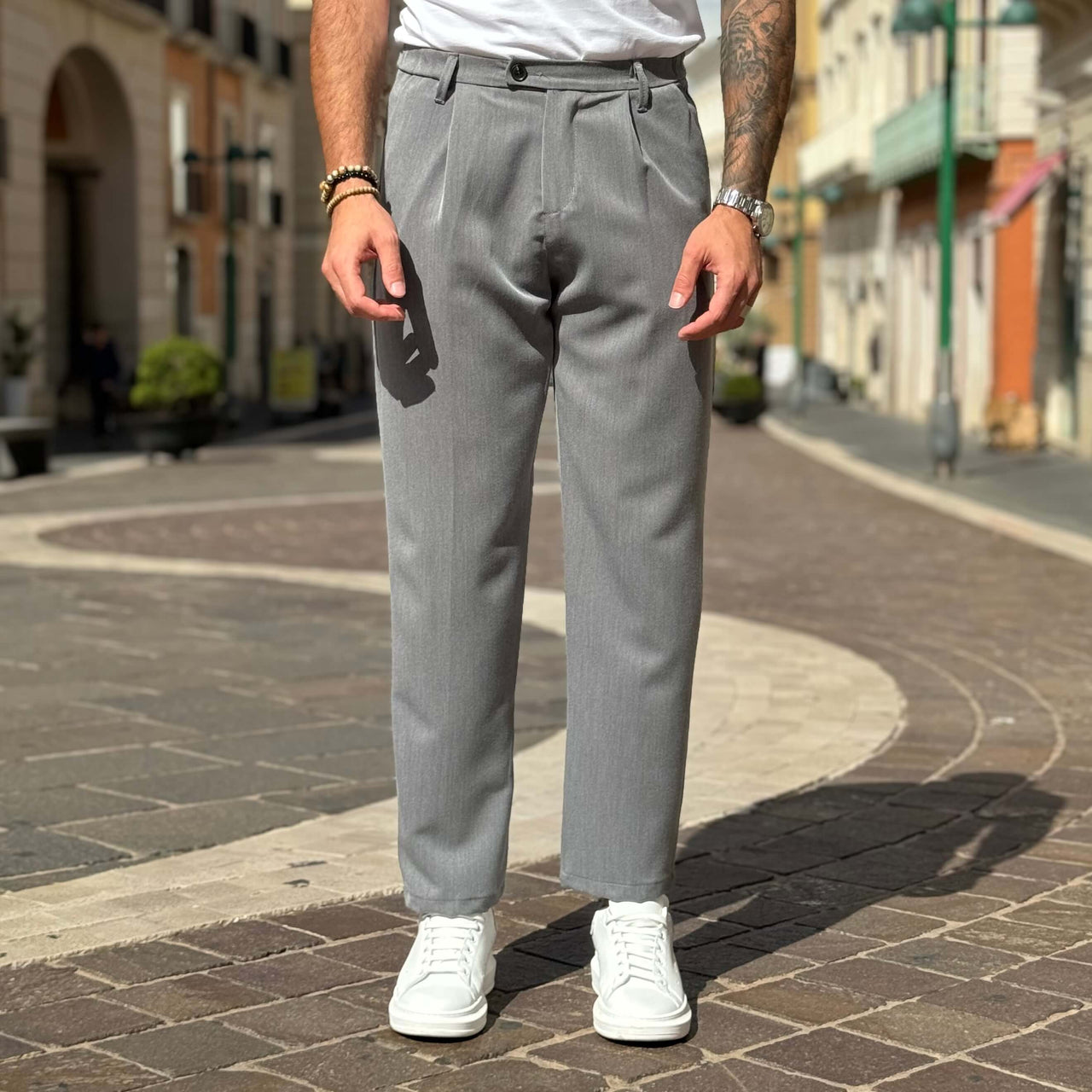 Pantalone gamba larga grigio - FLAG STORE