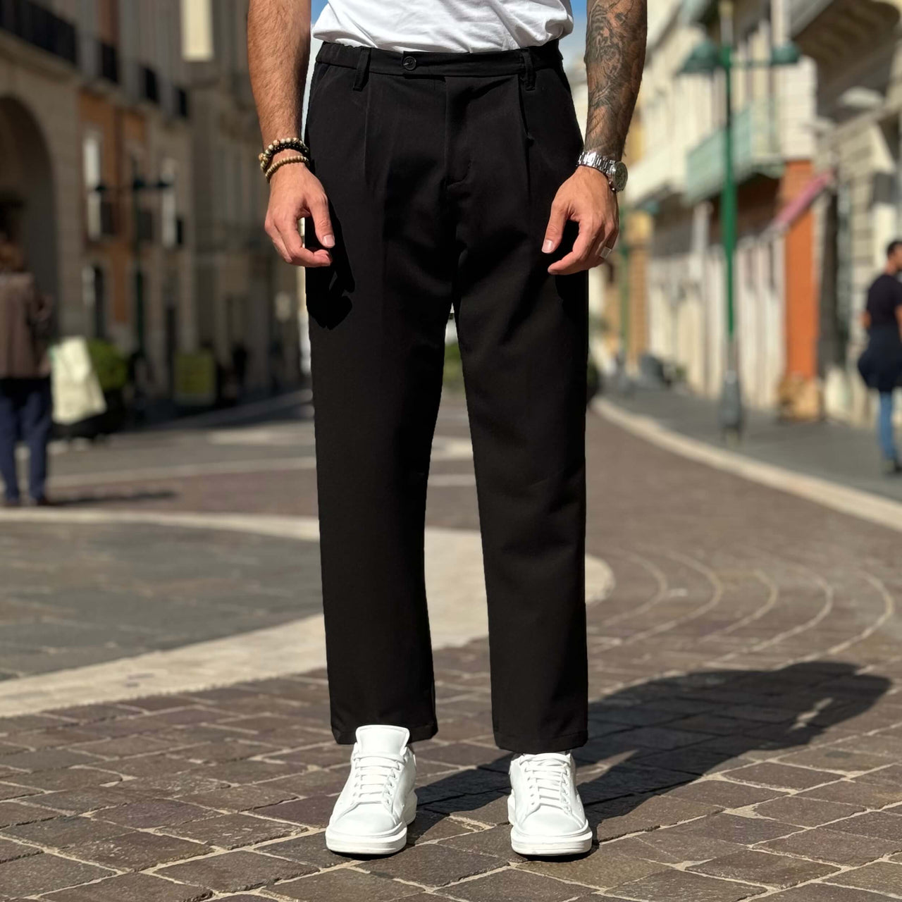 Pantalone gamba larga nero - FLAG STORE