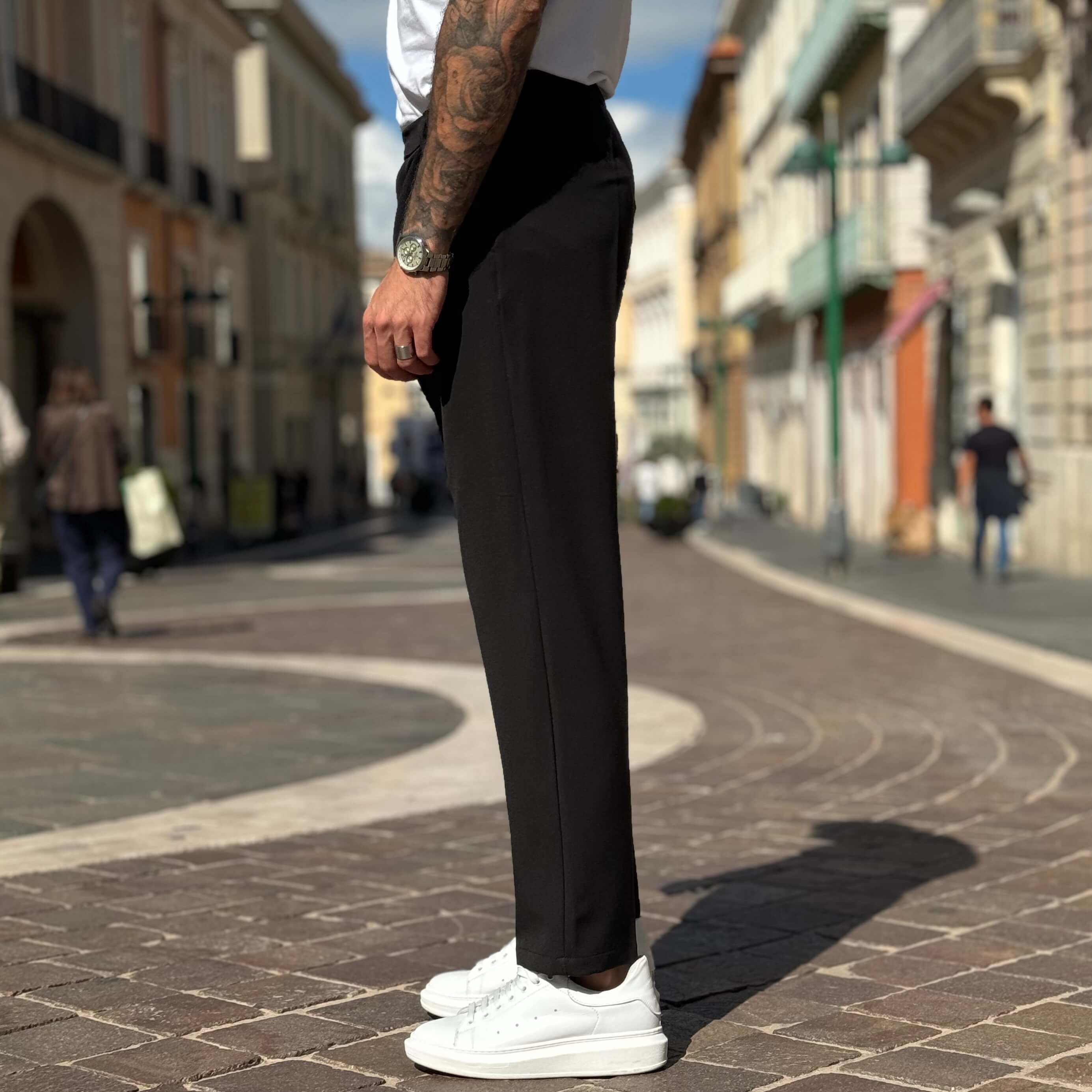 Pantalone gamba larga nero - FLAG STORE
